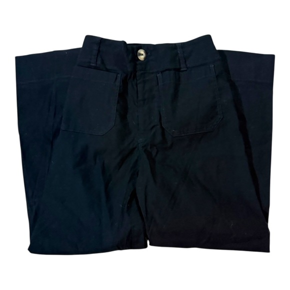 Anthropologie Maeve The Collette Linen Edition Sz 32 Black Wide Leg Cropped - Picture 4 of 7